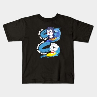 Cute Surfing Animals, Bear, Penguin Kids T-Shirt